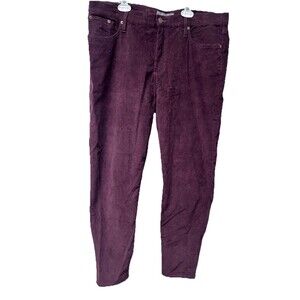 Garnet Hill Maroon Corduroy Pants Women's Sz 16 Straight Leg Stretch Classic